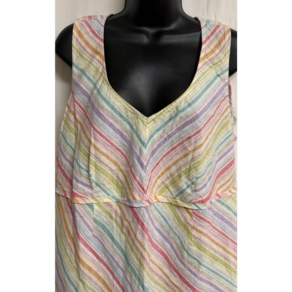 Motherhood Maternity Women Linen Top Blouse V-Neck Sleeveless Stripe Pink New - Picture 2 of 9